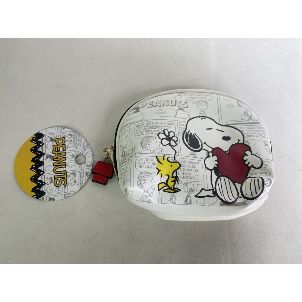 Peanuts Snoopy Woodstock Cosmetic Make Up Bag Zip Pouch Comic Print NEW